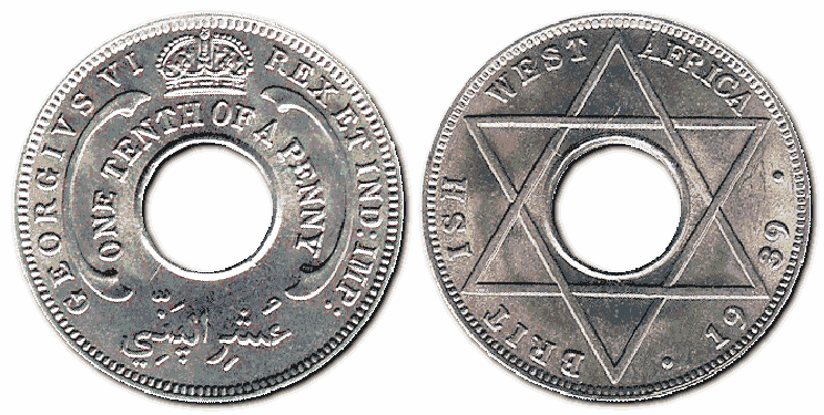 1/10 пенні Британської Західної Африки, 1939 р.