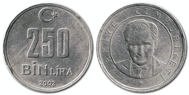 250.000 турецьких лір, 2002 р.