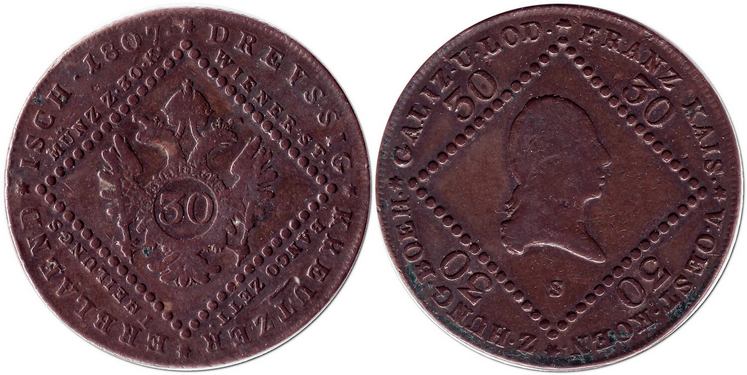 30 австрійських крейцерів, 1807 р.