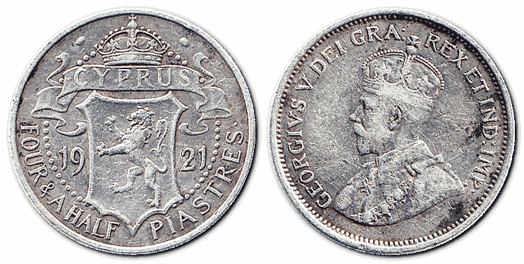 4,5 кіпрські піастри, 1921 р.