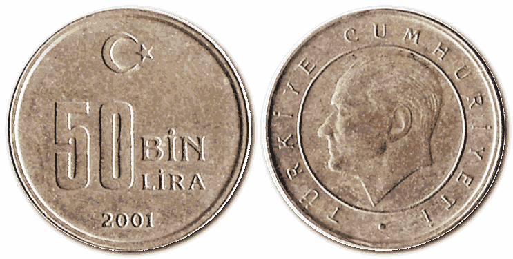 50.000 турецьких лір, 2001 р.