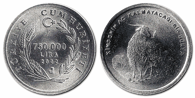 750.000 турецьких лір, 2002 р.