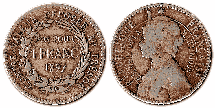 1 франк Мартиніки 1897 р.