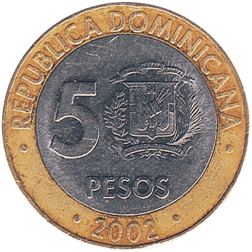 5 Песо (Pesos) - 2002 - Домініканська Республіка