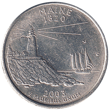 25 Центів (Cents) ("квотер" - "quarter") - 2003 (квотер: Мен) - США