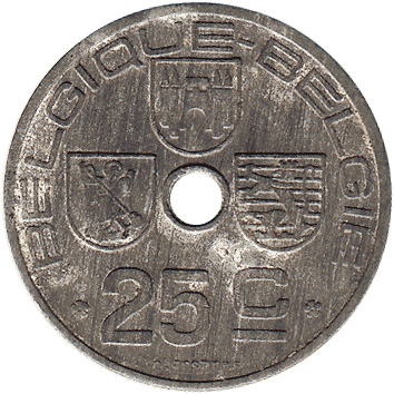 25 Сантимів (Centimes) - 1946 - Бельгія