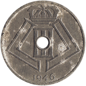 25 Сантимів (Centimes) - 1946 - Бельгія