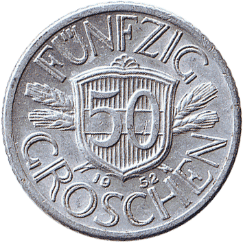 50 Грошів (Groschen) - 1952 - Австрія