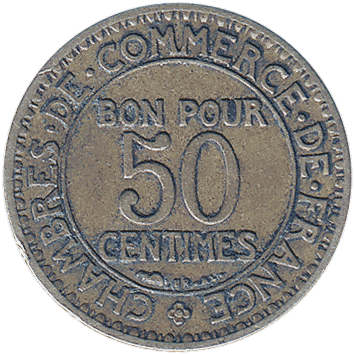 50 Сантимів (Centimes) - 1925 - Франція