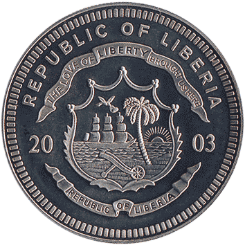 5 Доларів (Dollars) - 2003 - Ліберія