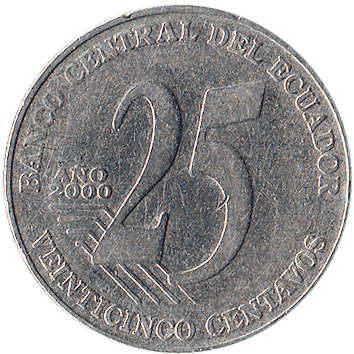 25 Сентаво (Centavos) - 2000 (ісп. "año" - "рік") - Еквадор