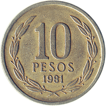 10 Песо (Pesos) - 1981 - Чилі
