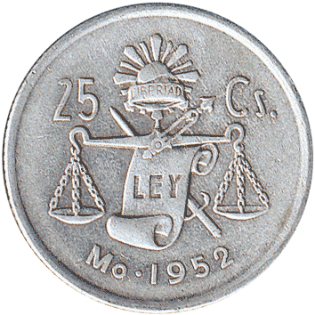 25 Сентаво (Centavos) - 1952 - Мексика