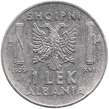 1 Лек (Lek) - 1939 - Албанія