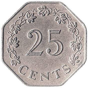 25 Центів (Cents) - 1975 - Мальта