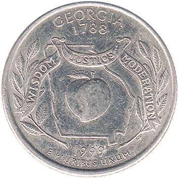 25 Центів (Cents) ("квотер" - "quarter") - 1999 - США (Джорджія)