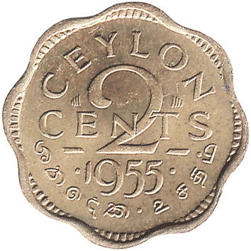 2 Центи (Cents) - 1955 - Цейлон