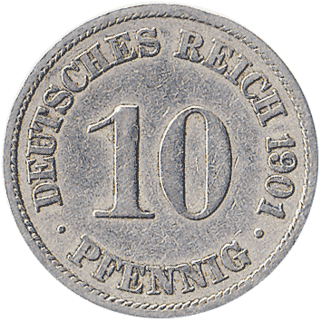 10 Пфенігів (Pfennig) - 1901 - Німеччина