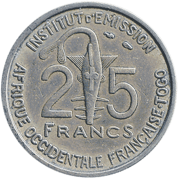 25 Франків (Francs) - 1957 - Того