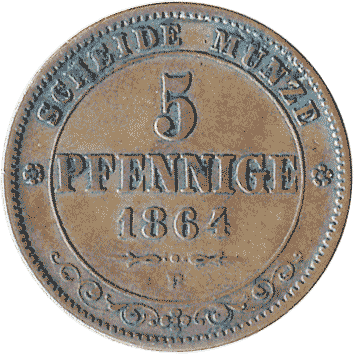 5 Пфенігів (Pfennig) - 1864 - Саксонія