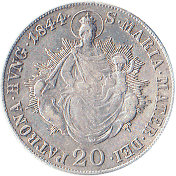монета Угорщини: 20 Крейцерів (Krajczar) – 1844