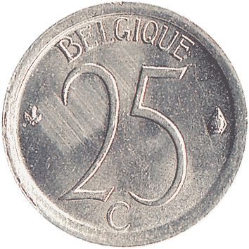 25 Сантимів (Centimes) - 1968 - Бельгія