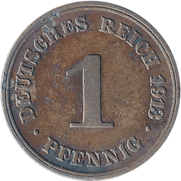 1 Пфеніг (Pfennig) - 1913 - Німеччина