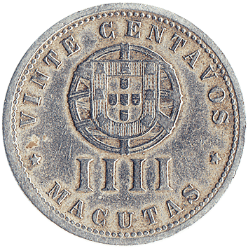 4 Макути / 20 Сентаво (Macutas / Centavos) - 1928 - Ангола