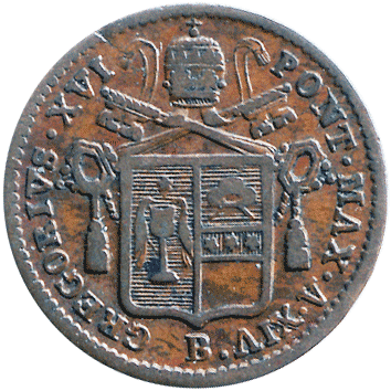 1/2 Байокко (Baiocco) - 1844 - Папська держава (Papal States)