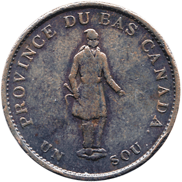 монета Канади: 1/2 Пенні (Penny) / 1 Су (Sou) – 1837