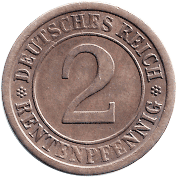 2 Пфеніги (Pfennig) (рентний пфеніг - rentenpfennig) - 1924 - Німеччина