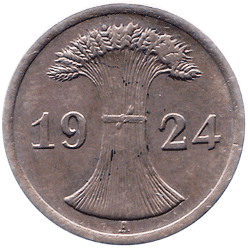 2 Пфеніги (Pfennig) (рентний пфеніг - rentenpfennig) - 1924 - Німеччина