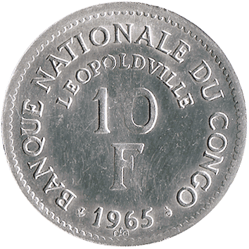 10 Франків (Francs) - 1965 - Демократична Республіка Конго