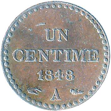 1 Сантим (Centime) - 1848 - Франція