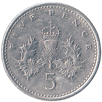 5 Пенсів (Pence) - 1990 - Велика Британія
