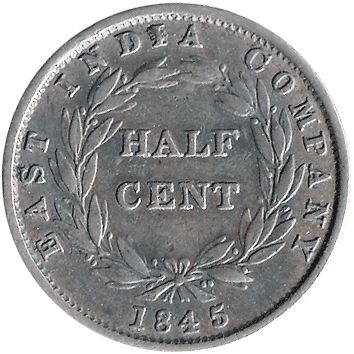 1/2 Цента (Cent) - 1845 - Стрейтс-Сетлментс (East India Company)
