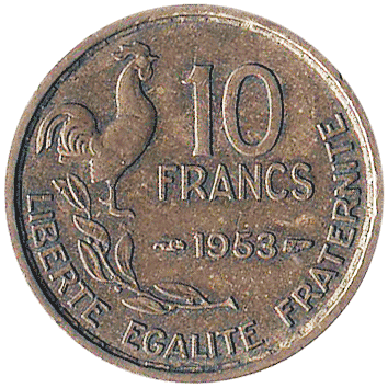10 Франків (Francs) - 1953 - Франція