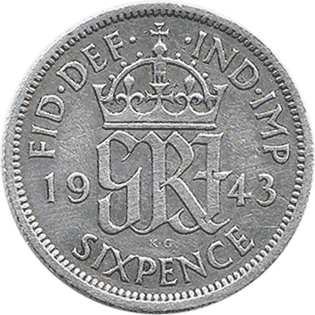6 Пенсів (Pence) - 1943 - SIXPENCE - Велика Британія