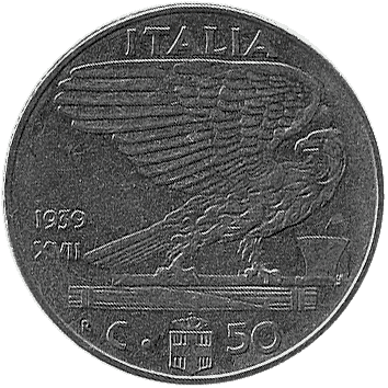 50 Чентезимо (Centesimi) - 1939 - Італія