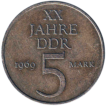 5 Марок (Mark) - 1969 - Німеччина - DDR