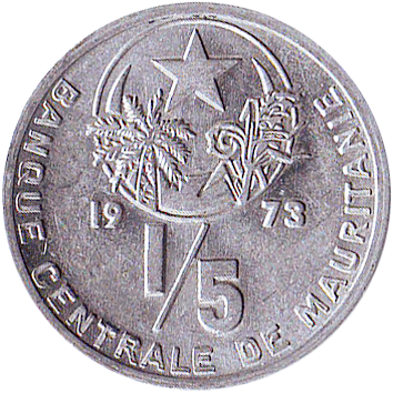 1 Хумс (Khoums) - 1/5 Угії (Ouguiya) - 1973 (AH 1393) - Мавританія