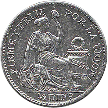 1/2 Динеро (Dinero) - 1913 - Перу