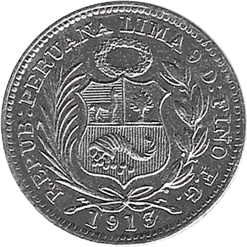 1/2 Динеро (Dinero) - 1913 - Перу