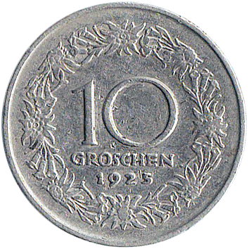 10 Грошів (Groschen) - 1925 - Австрія