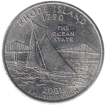 25 Центів (Cents) ("квотер" – "quarter") - 2001 - штат Род-Айленд - США