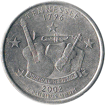 25 Центів (Cents) ("квотер" – "quarter") - 2002 - штат Теннессі - США