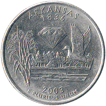 25 Центів (Cents) ("квотер" - "quarter") - 2003 (квотер: Арканзас) - США