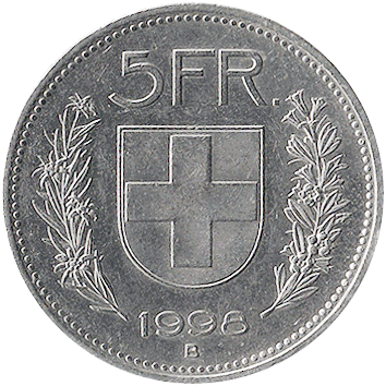 5 Франків (Francs) - 1998 - Швейцарія