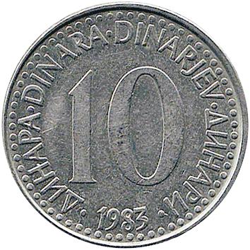 10 Динарів (Dinara) - 1983 - Югославія