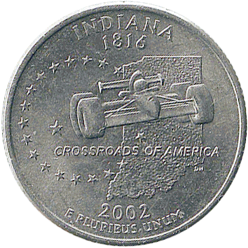 25 Центів (Cents) ("квотер" – "quarter") - 2002 - штат Індіана - США
